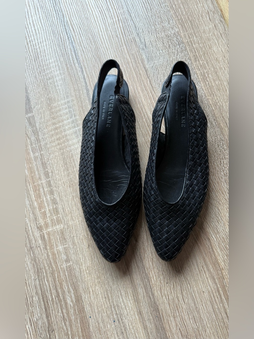 Everlane Black Woven Slingback Flats Size 7.5